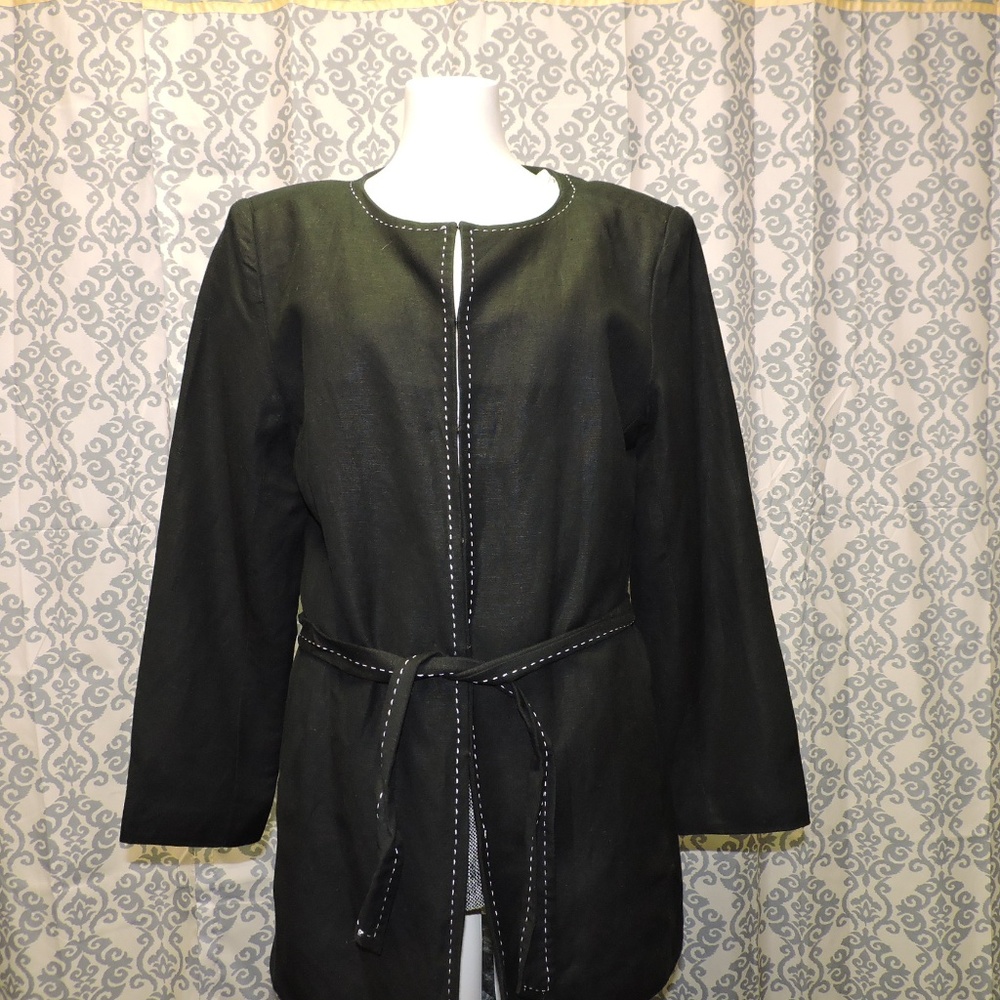 David N black linen blend blazer